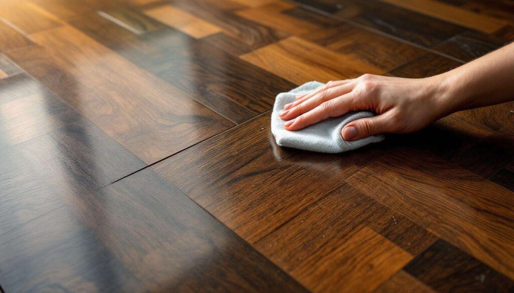 Il trucco del panno in microfibra bagnato con tè nero per far brillare il parquet scuro senza aloni